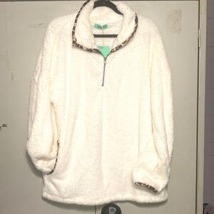Leopard Accented White Pullover